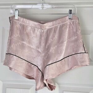 Victoria's Secret Signature Logo Pink Sleepwear Satin Sleep Shorts Size L Lounge